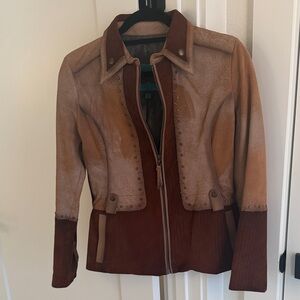 Stylish Brown Lamb Leather Jacket size S